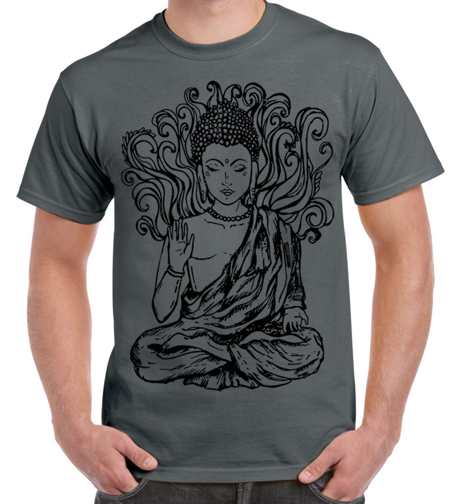 เสื้อยืด Serene Monk สำหรับผู้ชาย สัญลักษณ์แห่งสันติภาพ
